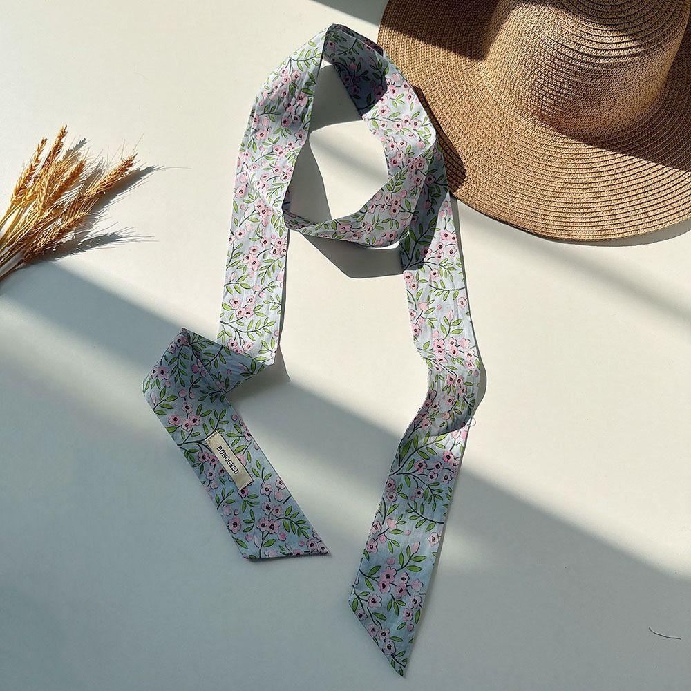 Flower Field Oil Painting Scarf Cotton Extended Long Ribbon Neckerchief Scarf Headband  Women