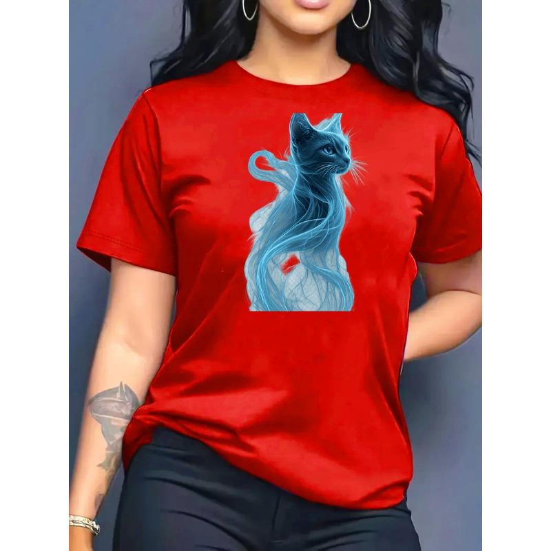 2026 New Summer Women's Printed Round Neck Fashionable Casual Versatile Short-Sleeve T-Shirt Top Y2k Top
