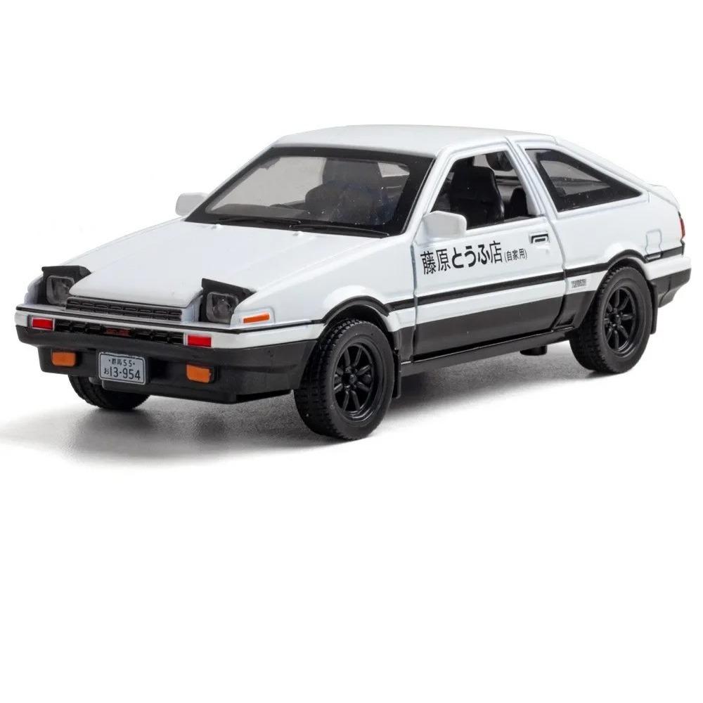1/32 Toyota Initial D AE86 Toy Car Diecast Miniature Model Pull Back Sound Light Doors Openable Educational Collection Gift Kid