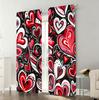 2 Stück Rote   schwarz-weiße Graffiti-Herzform-Vorhänge   lebendige Kunst   Schlafzimmer und Wohnzimmer   dekorative Stangentaschen