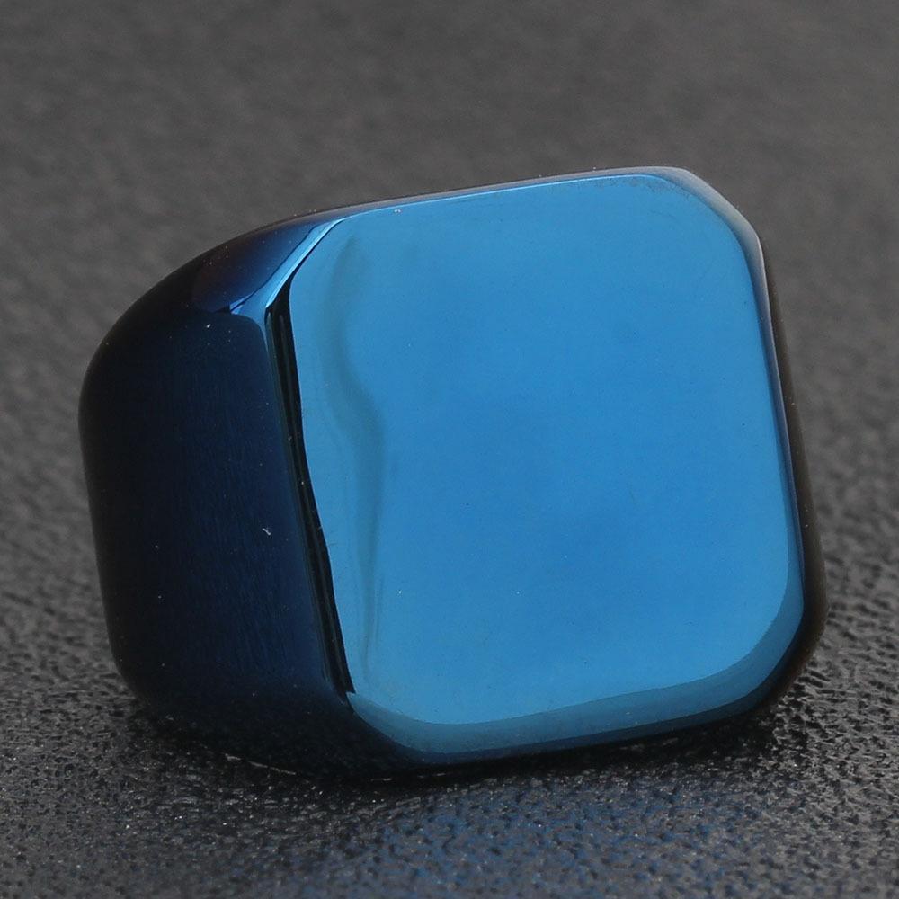 Men Fashion Rings Square Big Width Signet Rings 24K Titanium Steel Man Finger Men Ring