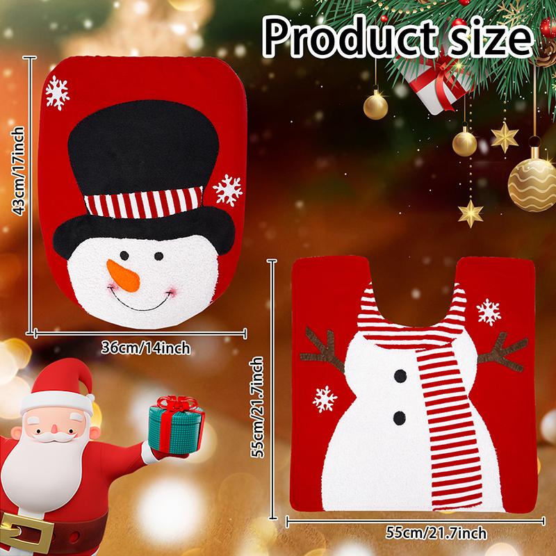 2PCS/SET Decoration Festive Atmosphere Cloth Durable Toilet Multi-element Toilet Cover Gift Christmas Cozy Bathroom