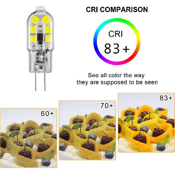 G4 LED Bulb 12V G4 Bi Pin Bulb 2W Equivalent to Halogen lamp 20W, 6000K White Light, Non-dimmable, Suitable for Landscape Bulbs 10-Pack