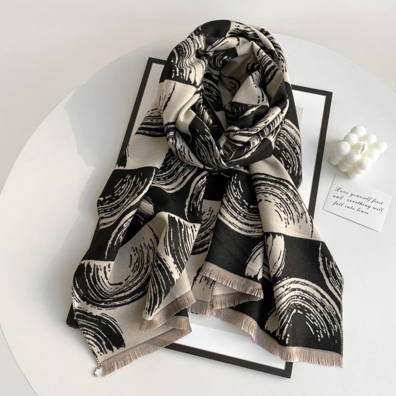 Scarf Women's winter imitation cashmere scarf High-end sense versatile retro long shawl Warm dual-purpose scarf