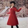 Sangluo Girls' Knit Woolen Dress - 2025 Autumn/Winter Red New Year Outfit