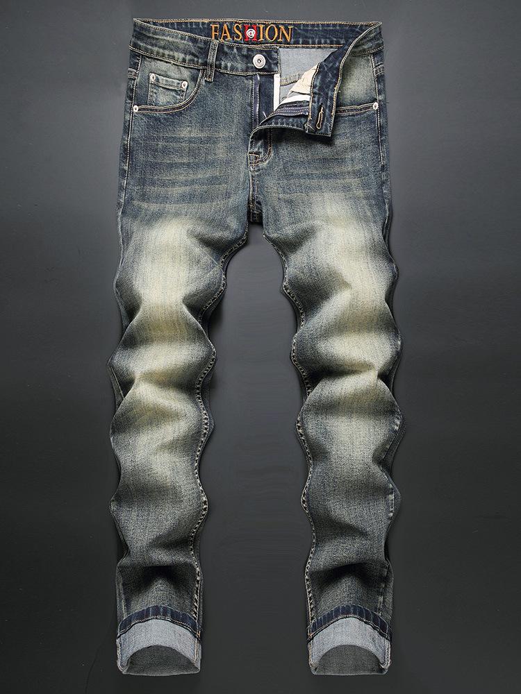 Men's European Slim Straight Jeans - New Stylish Anti-Static Trousers for Autumn and Winter