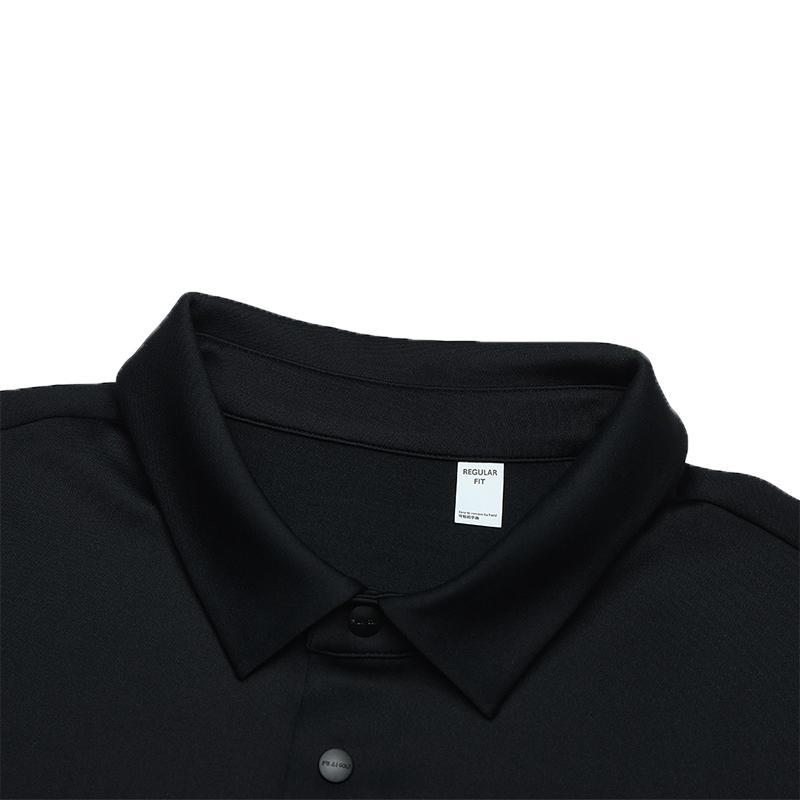 Fila Golf Series Logo Design Versatile Knitted Long Sleeve Polo Shirt Men Tops Deep-Black A11M515204F-BK