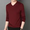 Herren Herbst Frühling Top V-Ausschnitt Lange Ärmel Reine Farbe Slim Fit Dünner Pullover T-Shirt Alltagskleidung Sport Homewear Kleidung