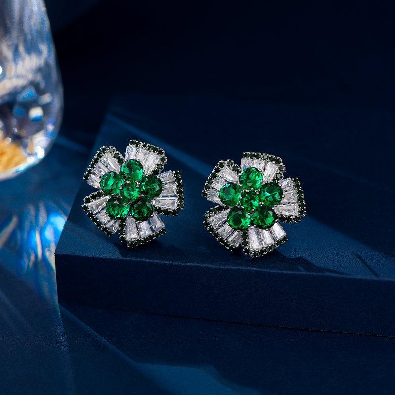 Nuovi orecchini a bottone floreali tridimensionali con strass completi 2025 per donna