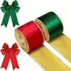 Two Styles Christmas Woven Ribbon: Plain Color Gift Wrap & Bow Making Supplies