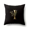 Polyester Pillowcase Car Decoration Black Gold Flower Pillowcase 26 English Letters Home Cushion Cover
