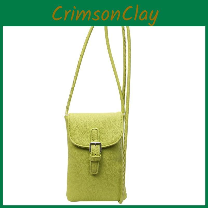 Women Mini Pu Crossbody Bag Phone Purse With Lock Clasp For Casual Outings Use