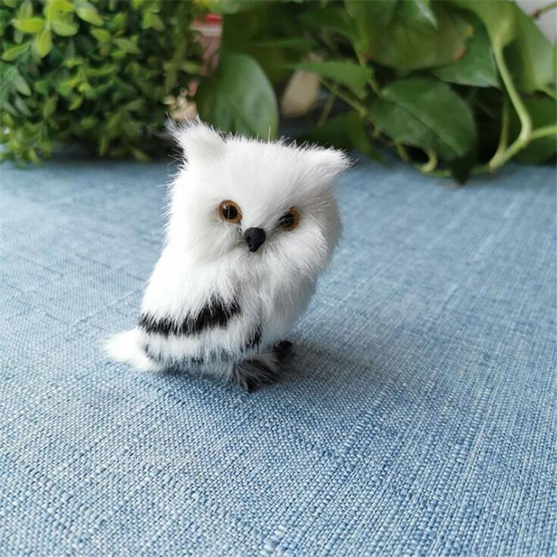 1pcs Cute Owl White Black Furry Handicraft Bird Ornament Decoration Adornment Simulation for Home Decor Mother's Day Gift