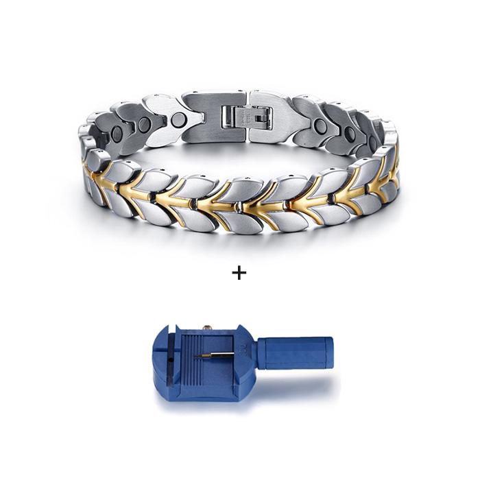 Bracelet Magnétique Doré Vinterly pour Homme Bracelet à Maillons Chaîne de Blé en Acier Inoxydable Bracelets Énergie Santé Charme pour Hommes Femmes