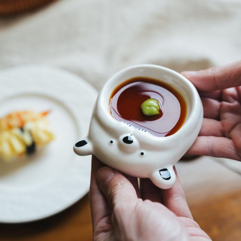 Ceramic Small Flavor Plate, Cute Little Dog Sauce Plate, Butter Small Plate, Mini Sushi Soy Sauce Dipping Bowl