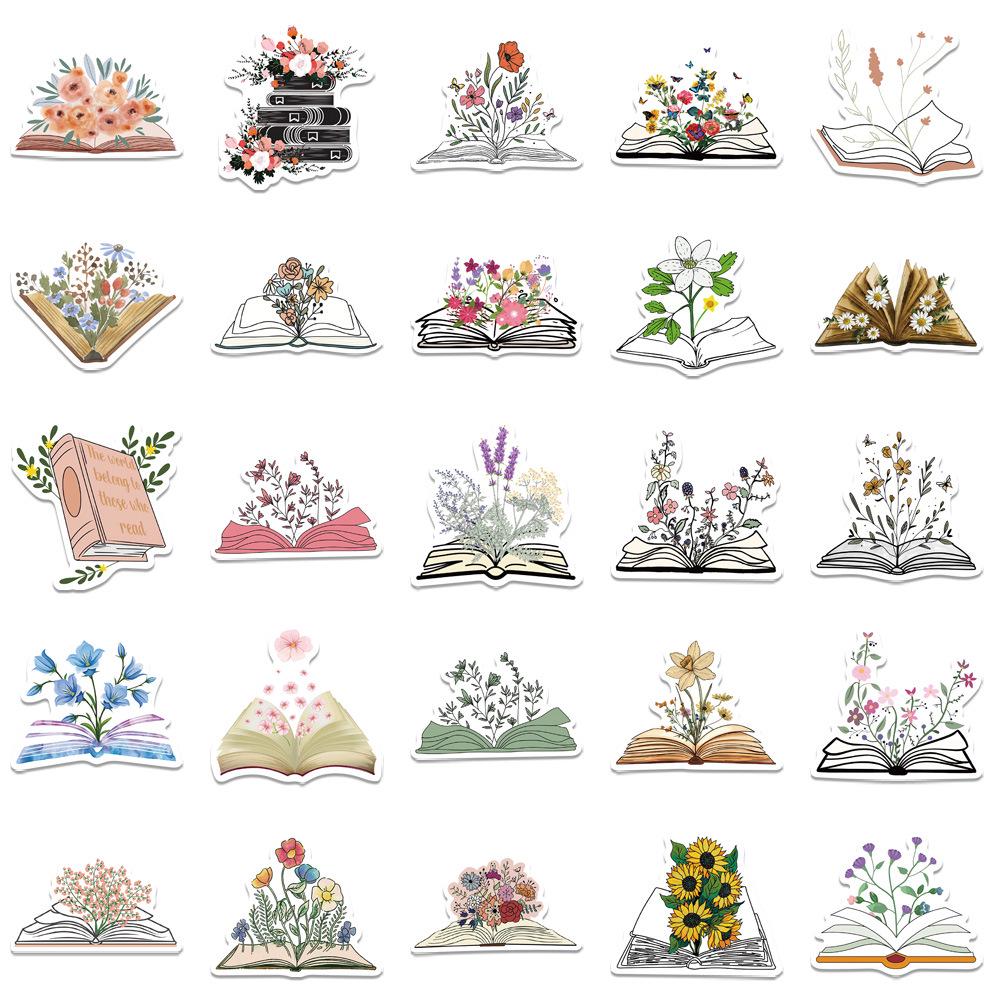 50pcs Personalized Art Flower Stickers for DIY Graffiti - Decorate Water Cups, Laptops, Phones, and Refrigerators.