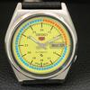 VINTAGE SEIKO 5 AUTOMATIC 7009A JAPAN MENS YELLOW COLOR DIAL WATCH A709114-1