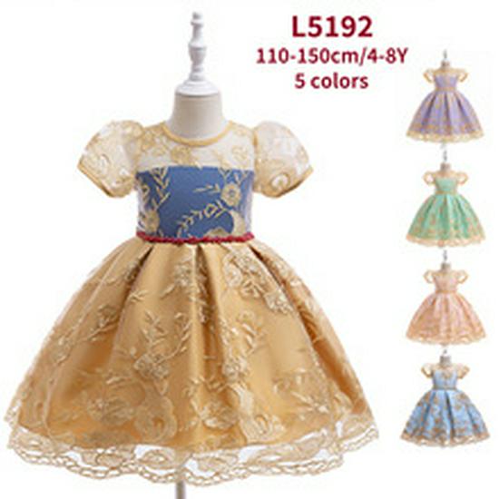 Embroidered Swallowtail Bow Dress with Flutter Sleeves for Flower Girls