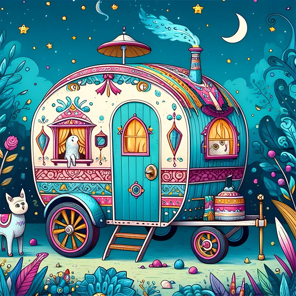 

5D DIY Full Round Drill Diamond Painting Campervan Home Decor Art Craft 40x40cm