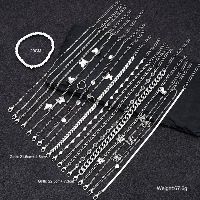 20 Pcs/Set Fashion Metal Butterfly Heart Pendant Anklets Set Bohemia Vintage Pearl Foot Bracelet Beach Woman Jewelry Gifts 2026