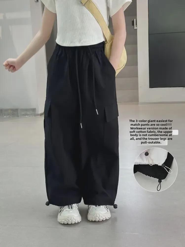 Korean Style Girls' Summer Casual Wide-Leg Overalls