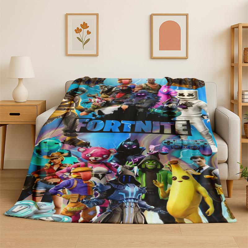 

Cartoon F-Fortnite Game Gamer Flannel Blanket Soft Warm Throw Blanket for Bedroom Living Room Bed Travel Camping Picnic Gift 75x90cm