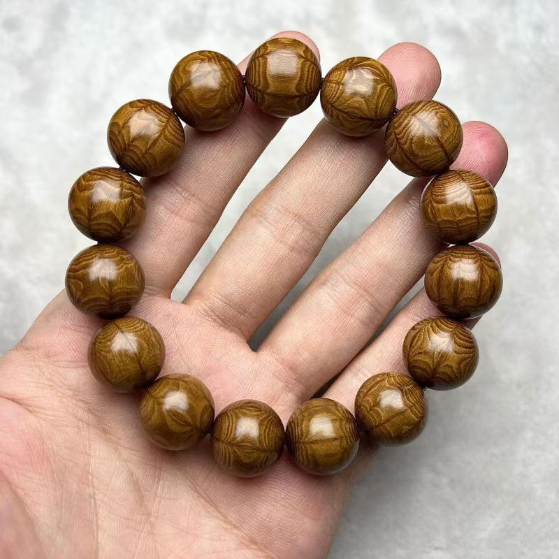 Premium 20-Bead Dragon-Subduing Wood Bracelet – Natural Full-Grain Material with Clear Pattern Prayer Beads.
