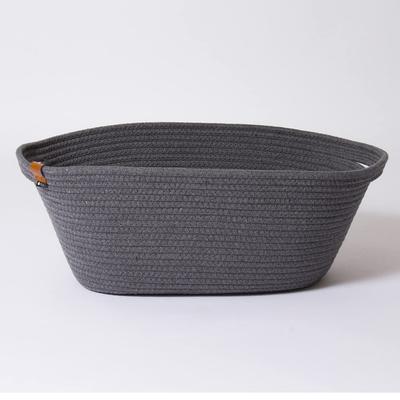 YAMAZEN Storage Box L Laundry Basket Toys Towels Accessories Miscellaneous Goods Storage Case Basket Rope Dark Gray (Basket) (With Handle) [MOC