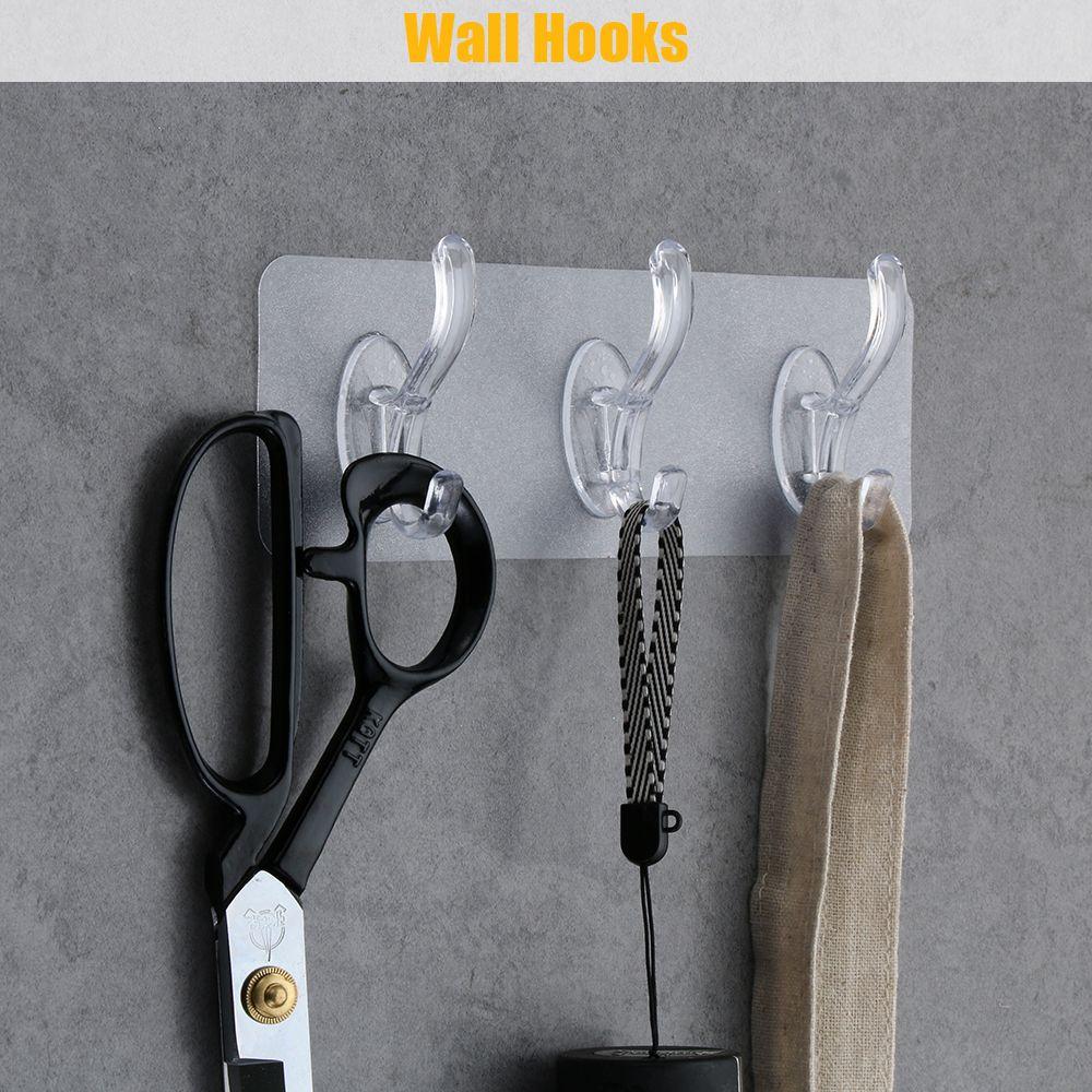 3/5/6 Row Transparent Bathroom Accessories Seamless Door Hook Storage Rack Wall Hooks Coat Hanger