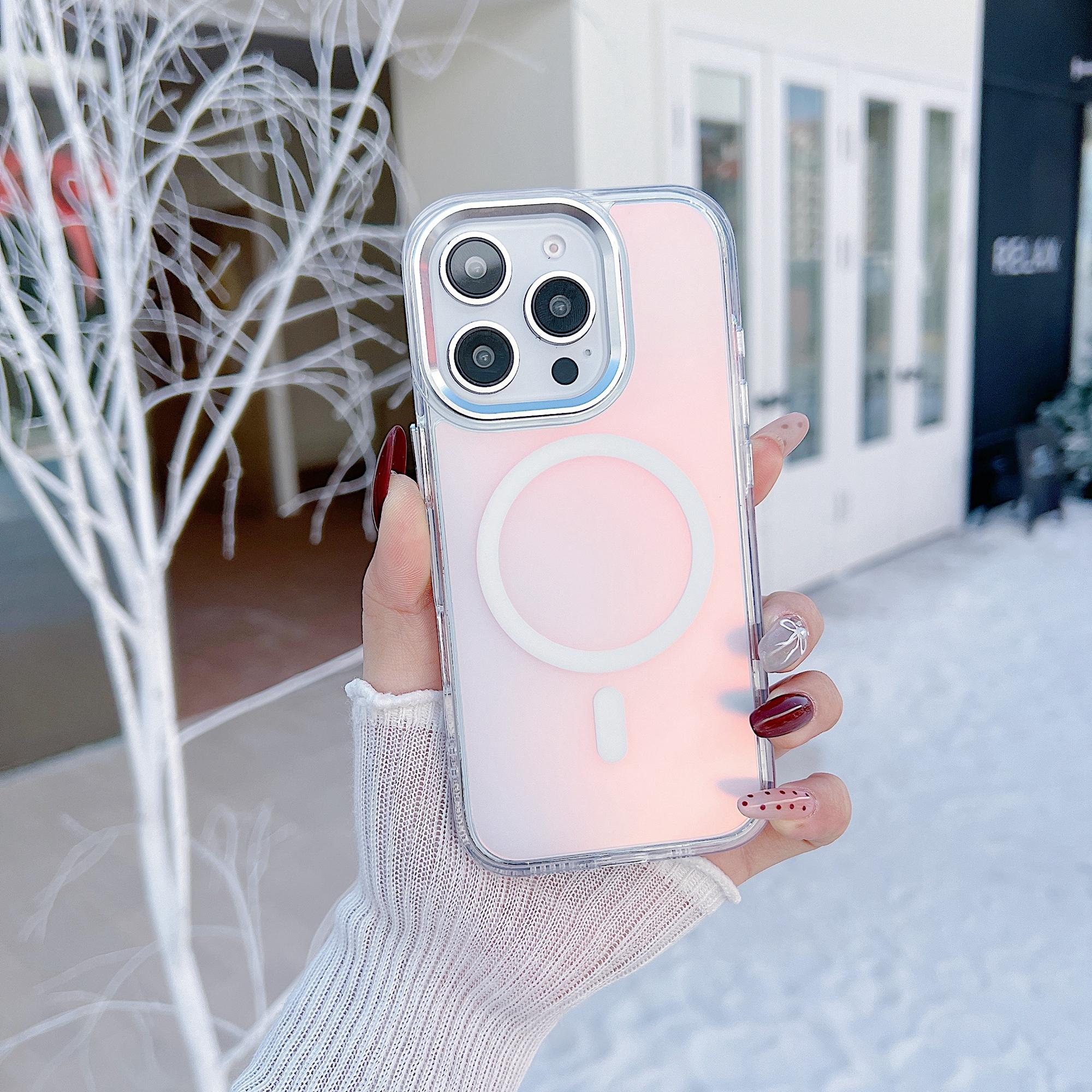 

Чехол для iPhone 16 Pro, совместимый с MagSafe, меняющий цвет, задняя крышка из ТПУ для телефона White