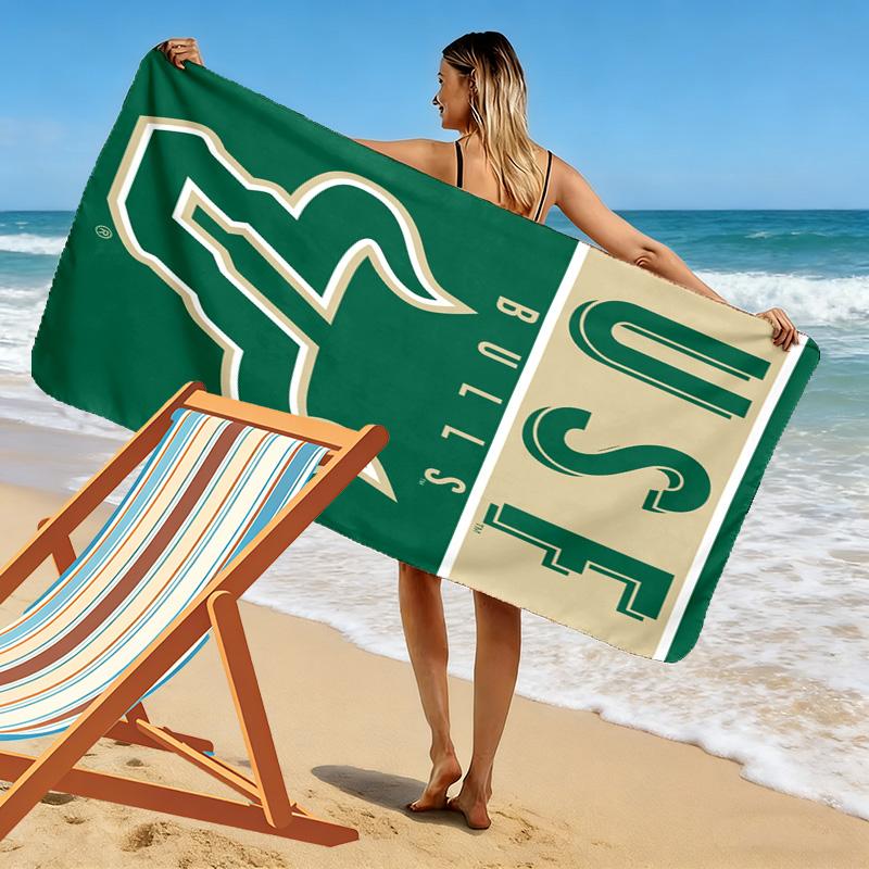 South Florida Bulls Print Beach Towel, Large Soft Quick Dry Towel for Beach Camping Swimming
