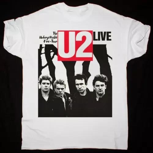 U2 The Unforgettable Fire Tour White Men Short Sleeve T-shirt S to 5XL Gift Fans L