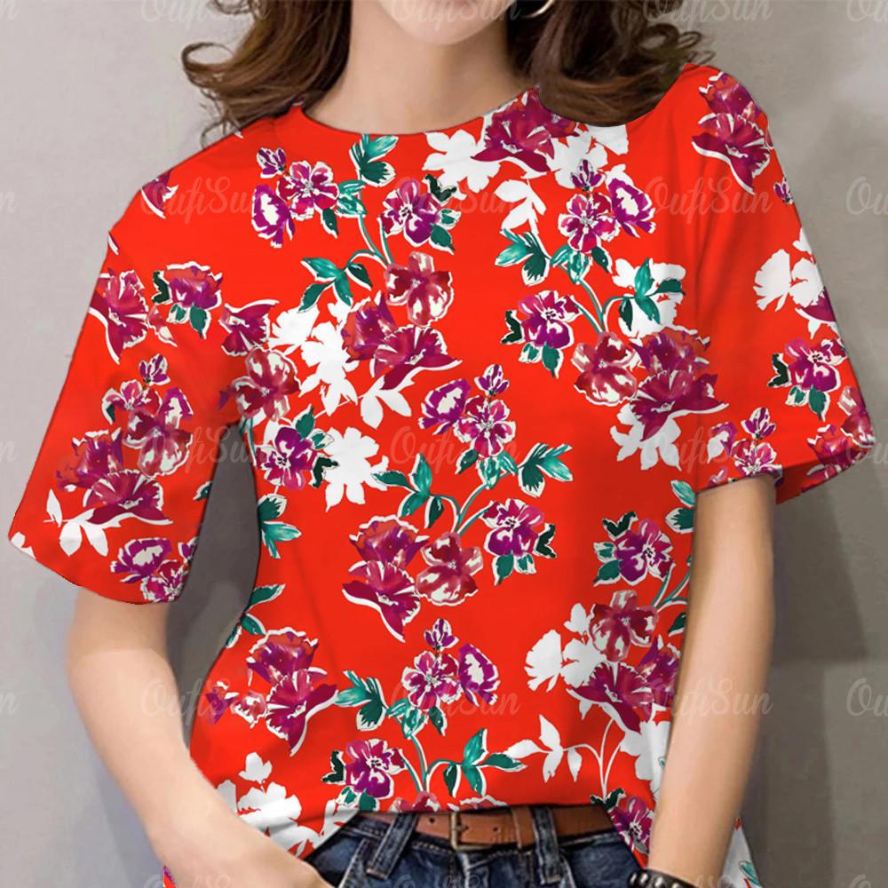 Women's printed round neck T-shirt round neck casual top Harajuku short sleeved shirt
