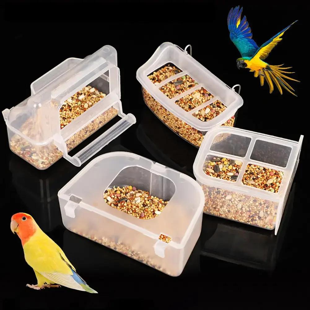 Bird Feeder Cups Parrot Bird Cage Feeder Bowl Plastic Hanging Food Container Bowl for Birds Indoor Outdoor Bird Accessories