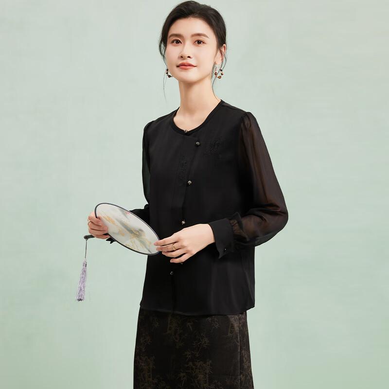 

New Chinese Style Silk Embroidered Blouse XL