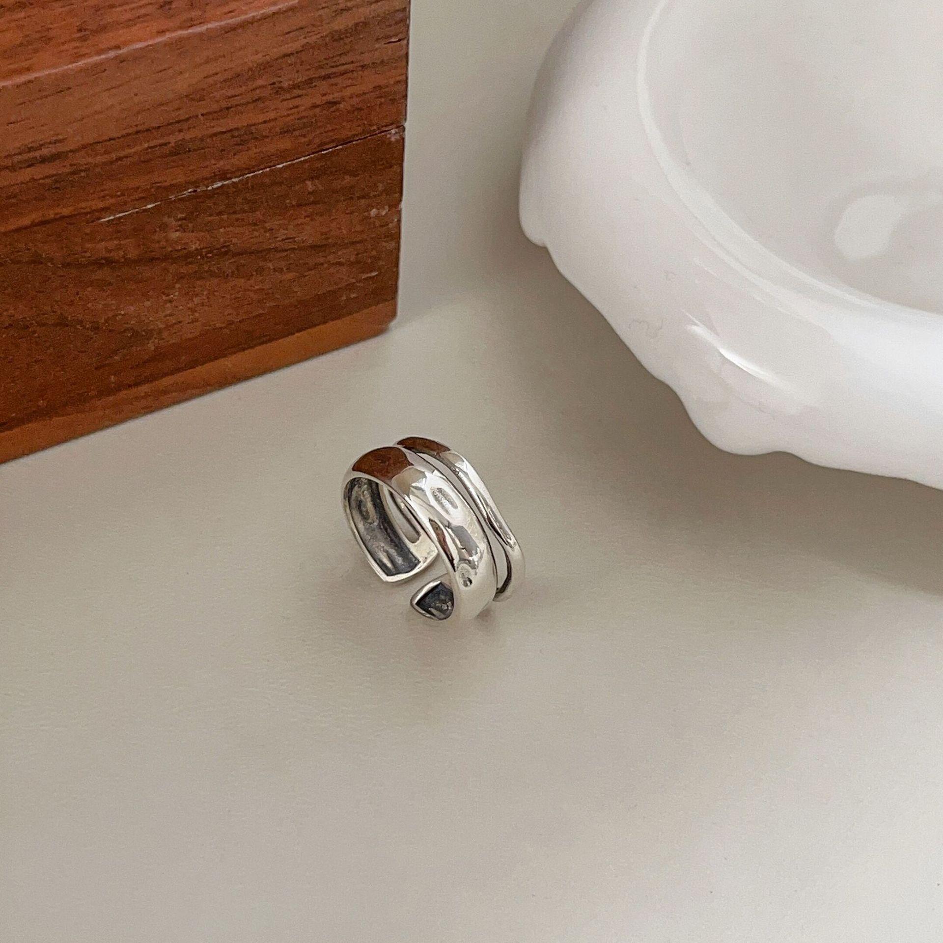 

Yinruitai Кольцо из стерлингового серебра 925 пробы широкое в индустриальном стиле для женщин Adjustable Open