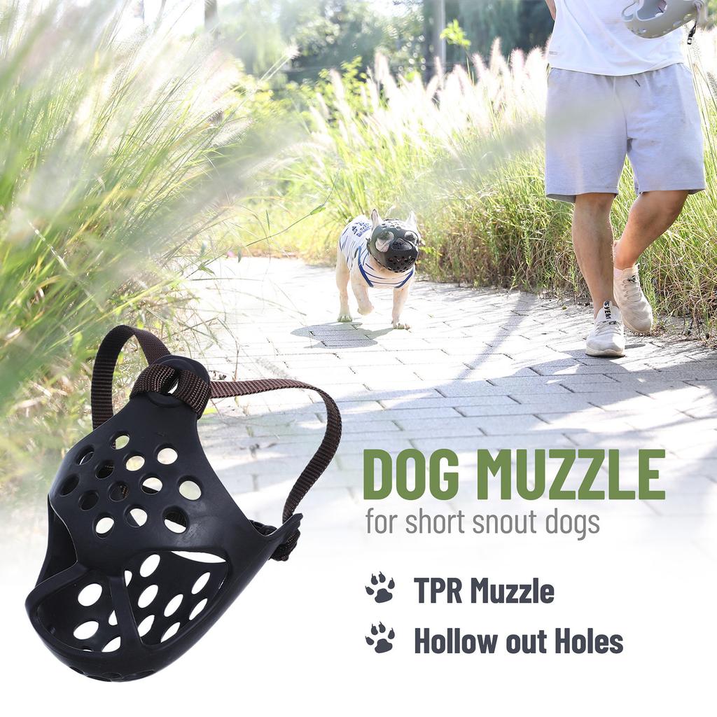 Dog Muzzle for Short Snout Dogs Breathable Holes Prevent Biting Chewing