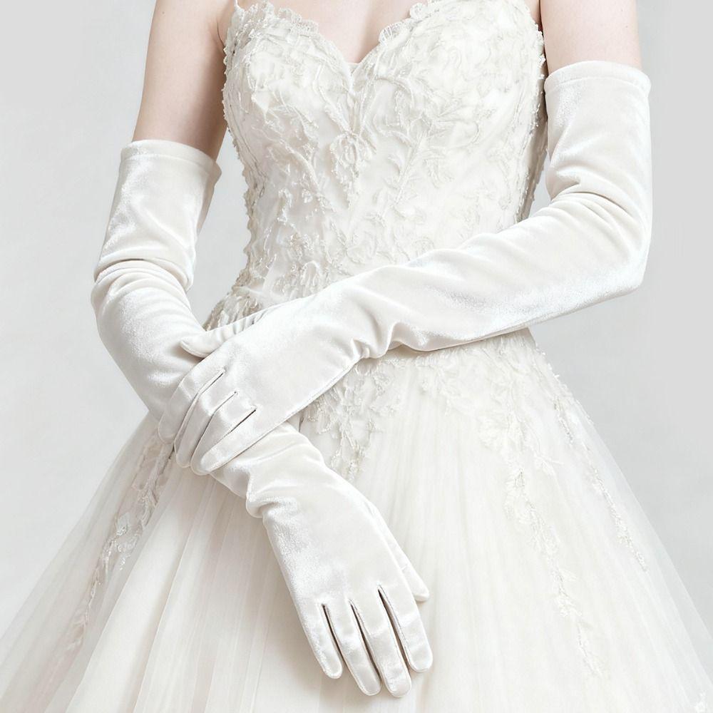 Elegante Samt-Langfingerhandschuhe Einfarbige Lange Brauthandschuhe Hochzeitsaccessoires