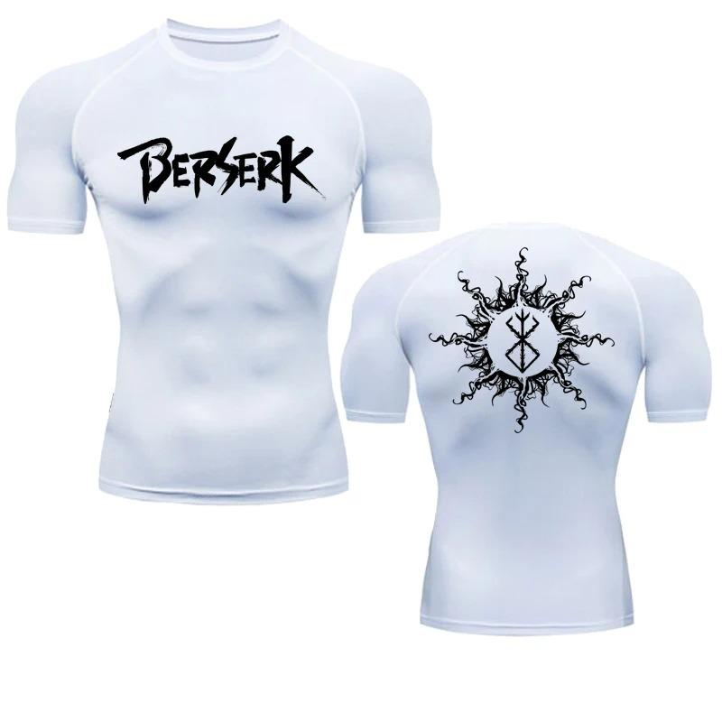Men Sport T-shirt Quick Dry Bodybuilding Running Shirt Compression Top Gym Fitness Stretchy Sweat Absorbing Tight Fit Fitness Moisture-Wicking Tight