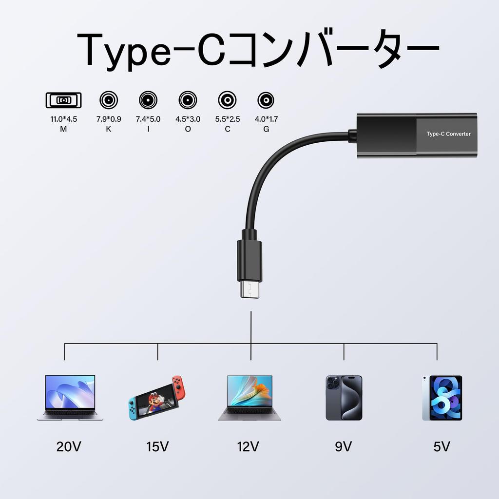 SinLoon PD 65W DC zu USB C DC 5521 Buchse zu Stecker Stromladekabel mit quadratischem Konverter für DC und kompatibel mit und 20V für Handys und Laptops