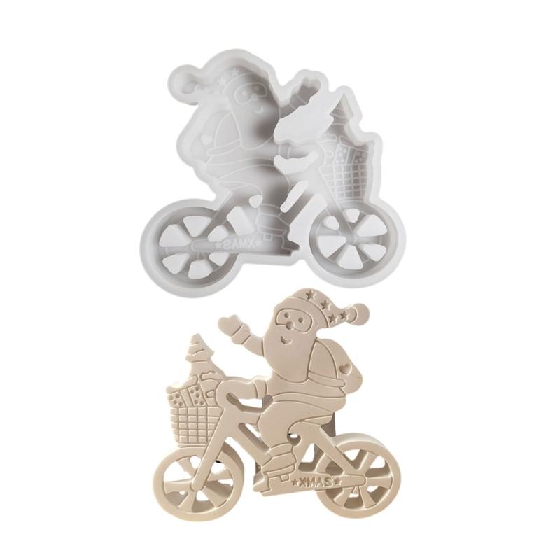 Flexible Silicone Mold Santa with Scooter Decoration Making Mould Temperature Resistant Mould for Christmas Ornament 1