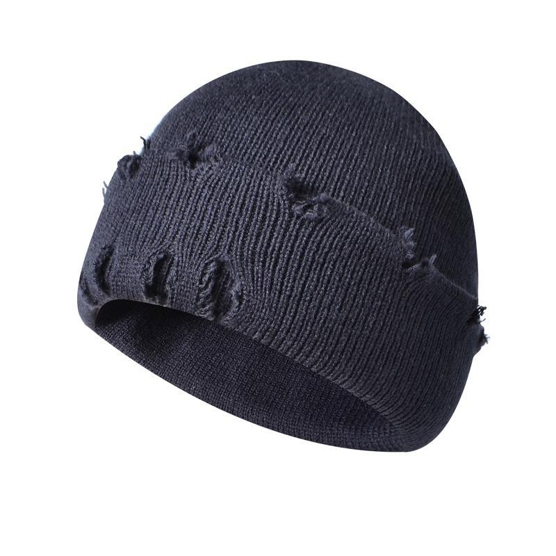 Winter new old broken knitted hat men's and women's dome neutral versatile beggar hat to keep warm wool