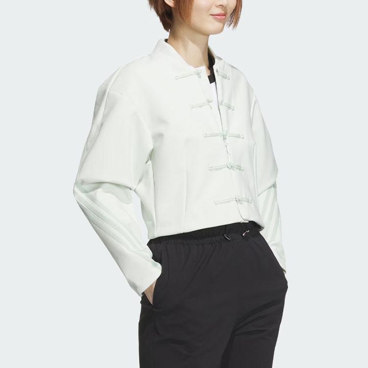 Adidas X Samuel Gui Yang Collaboration Samuel Gui Yang Jacket with Pure Button Closure and Short Design Women Outerwear Linen-Green JF6665
