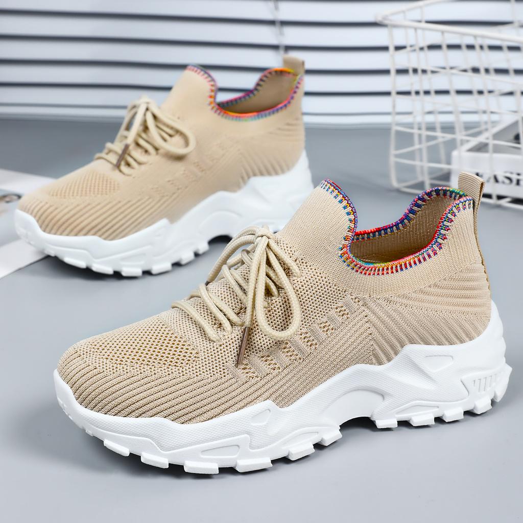 Schuhe Damen Freizeitschuhe Sommer neu atmungsaktive Mesh-Schuhe Plateau erhöhende Schuhe klassische vielseitige Damenschuhe bequeme Einzelschuhe