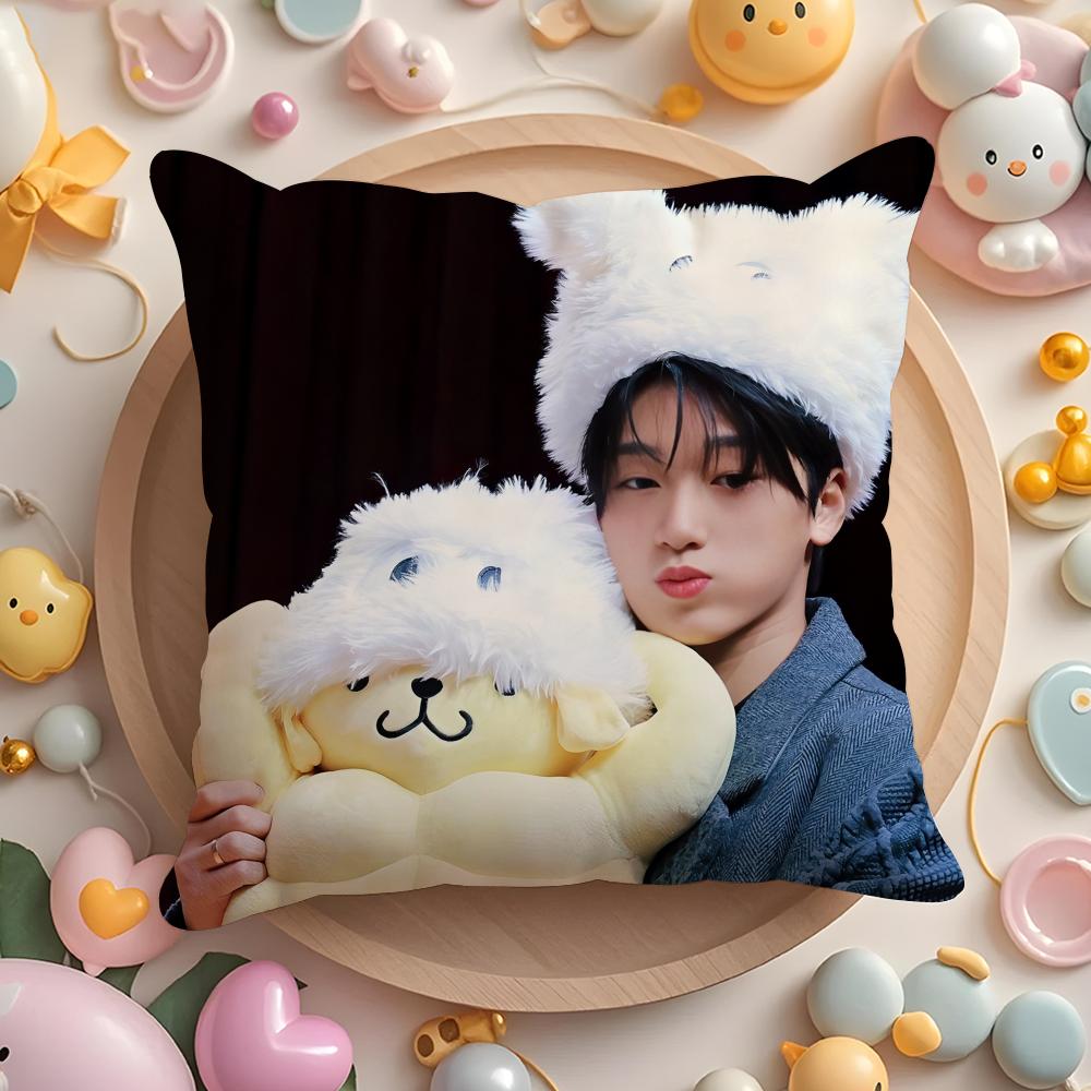 Kpop AAteez CChoi San Cushion Cover Plush Fabric Soft DoubleSided Printed Sofa Warm Winter Home Gift Pillow Cover