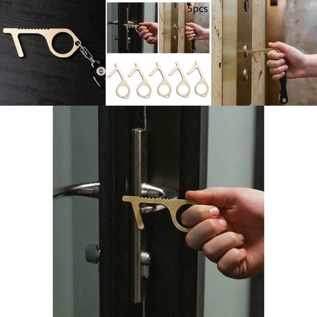 Portable Contactless Safety Door Opener Golden Alloy Key For No Touch Convenience