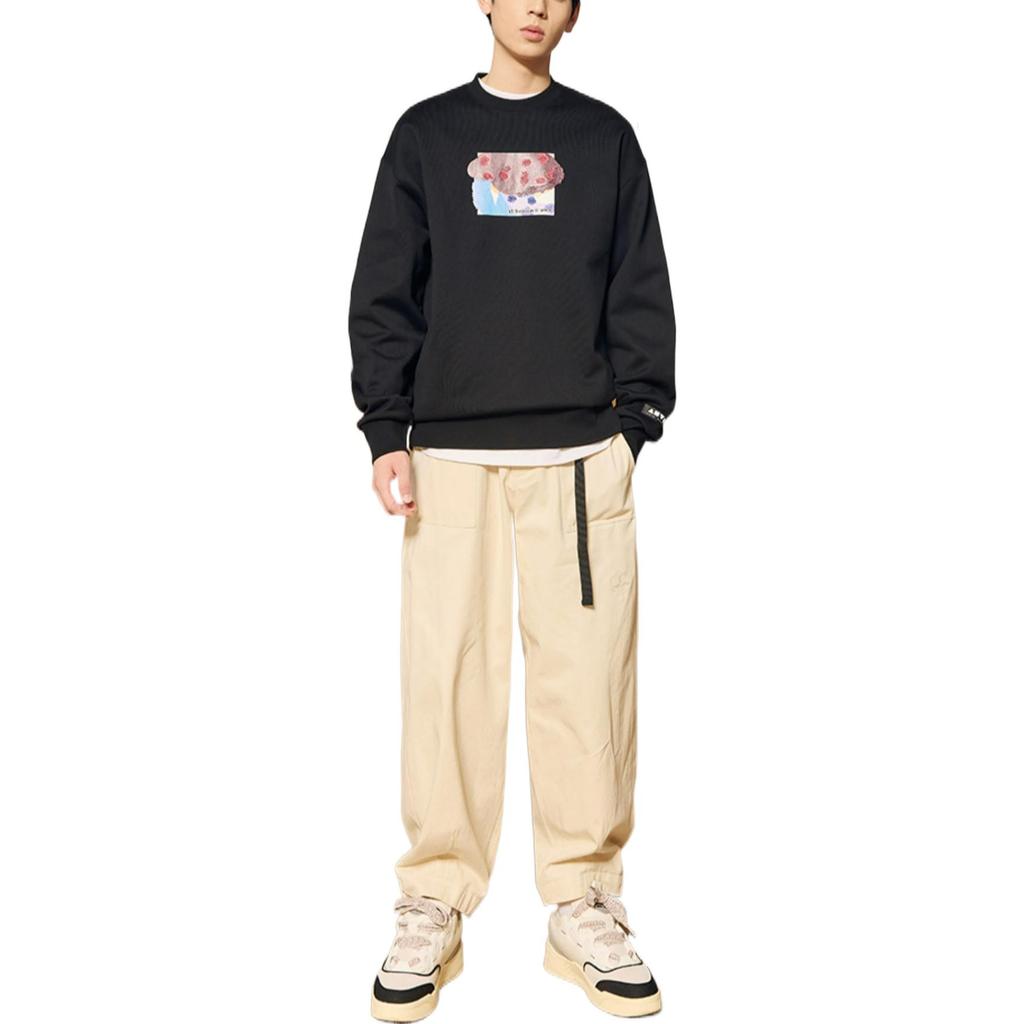 ANTA Sweatshirts Unisex Black Crew Neck Thickened Regular 172248712-2