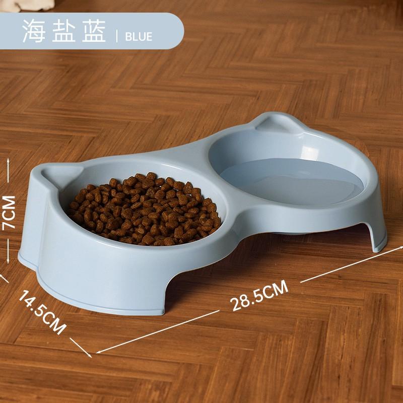 Ceramic Dual Bowl Cats Elevated Slanted Design Prevent Neck Strain Food Water Feeder Non-Spill