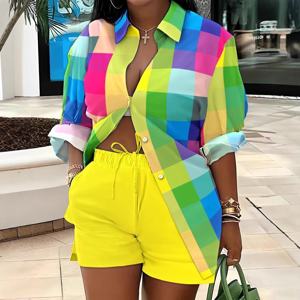 Women's Fashion Print Two-Piece Set: Elegant European & American Style