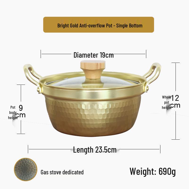 Aluminum Non-Stick Double Handle Soup Pot for One, Ideal for Cooking Noodles, Ramen, Hot Pot On Gas or Induction Stoves.